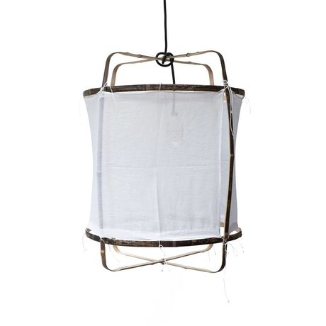 Ay Illuminate Colgante de bambú con tapa ø42x57cm algodón blanco