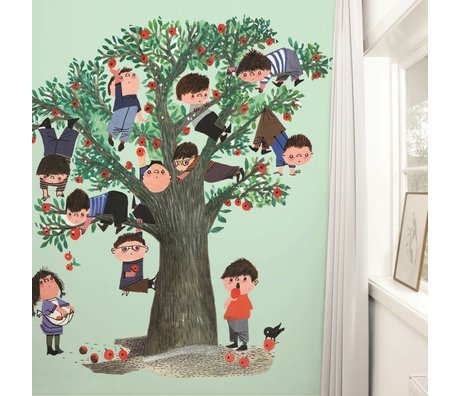 Kek Amsterdam Tapete Apple tree green Mehrfarbig Papiervlies 243,5x280cm