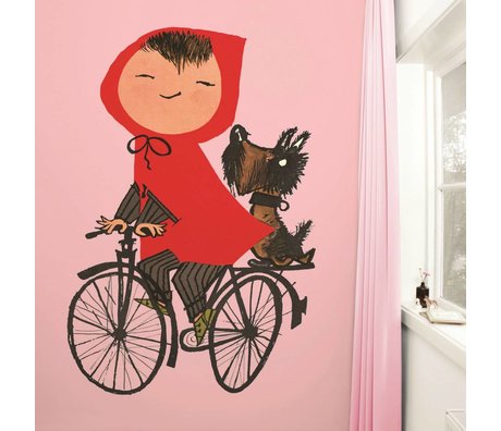 Kek Amsterdam Riding my bike wallpaper pink Multi-colored paper fleece 243,5x280cm