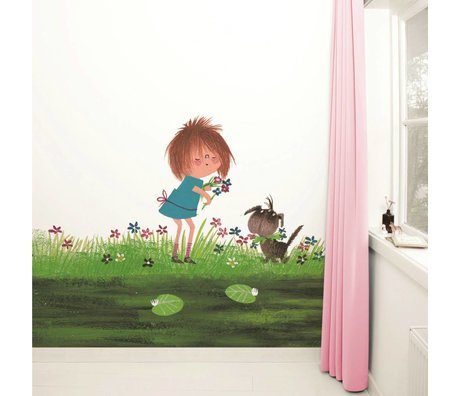 Kek Amsterdam Wallpaper Picking Flowers Multi-farvet papir fleece 292,2x280cm