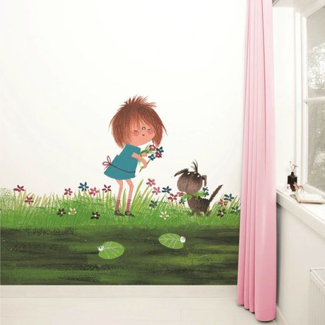 Kek Amsterdam Wallpaper Picking Flowers Multi-farvet papir fleece 292,2x280cm