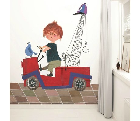 Kek Amsterdam Tapete Red Truck Mehrfarbig Papiervlies 243,5x280cm