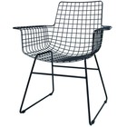 HK-living Silla con brazos de alambre de metal negro 72x56x86cm