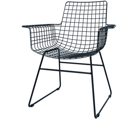 HK-living Sedia con braccioli Wire 72x56x86cm black metal