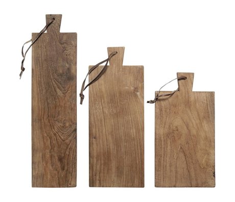 HK-living Tagliere in teak riciclato Set di 3 piatti