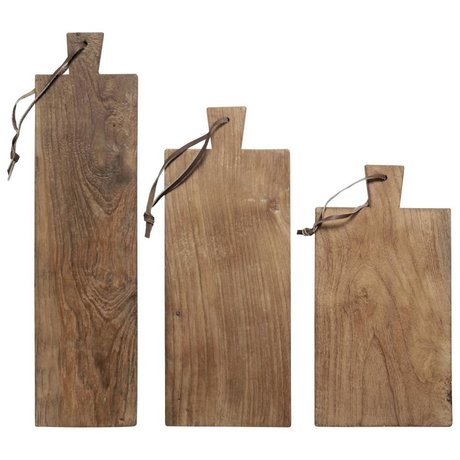 HK-living Bread board recycled teak Set of 3 plates