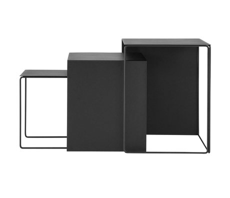 Ferm Living Table basse ensemble de trois métal noir