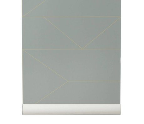 Ferm Living Líneas de papel pintado gris 10x0,53m