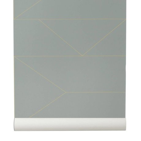 Ferm Living Líneas de papel pintado gris 10x0,53m