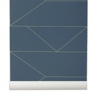 Ferm Living 10x0,53m azul oscuro papel pintado Líneas