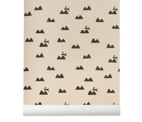 Ferm Living Wallpaper Coniglio roza 10x0,53m nero
