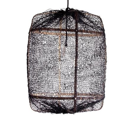 Ay Illuminate Hanging bambou de la lampe avec couvercle noir en sisal ø67x100cm