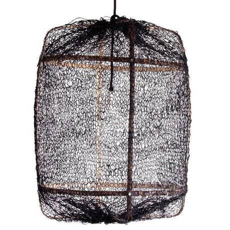 Ay Illuminate Hanging bambou de la lampe avec couvercle noir en sisal ø67x100cm