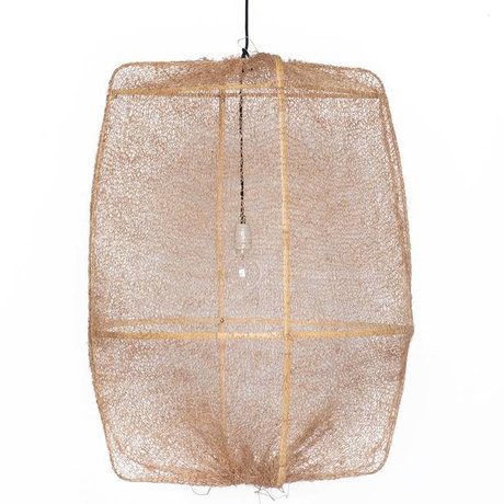 Ay Illuminate Hanging bambù Lampada Z2 Ona con coperchio marrone in sisal ø77x105cm