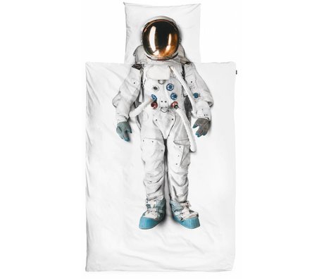 Snurk Astronaut bomuldslinned, hvid 140x220cm