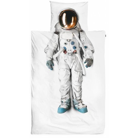 Snurk Astronaut bomuldslinned, hvid 140x220cm