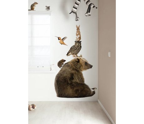 Kek Amsterdam Wall Decal XL Bear Set Forest Friends, multicolour, 95x100cm