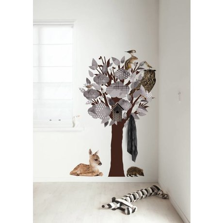 Kek Amsterdam Stickers muraux / penderie Forêt Tree Friends, gris, 95x150cm