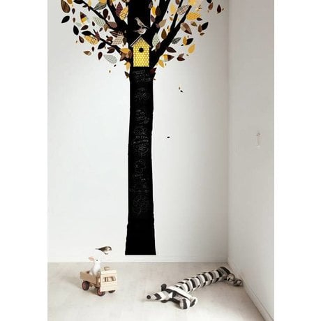 Kek Amsterdam Chalkboard foil tree, black / yellow, 185x260cm