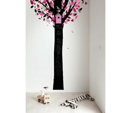 Kek Amsterdam Kreidetafelfolie Baum, schwarz/rosa, 185x260cm