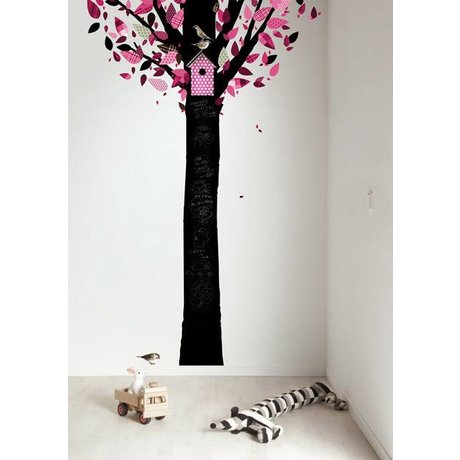 Kek Amsterdam Tableau feuille arbre, noir / rose, 185x260cm
