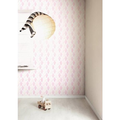 Kek Amsterdam Wallpaper pancetta caramelle, rosa / bianco, 8.3 MX47, 5cm, 4m ²