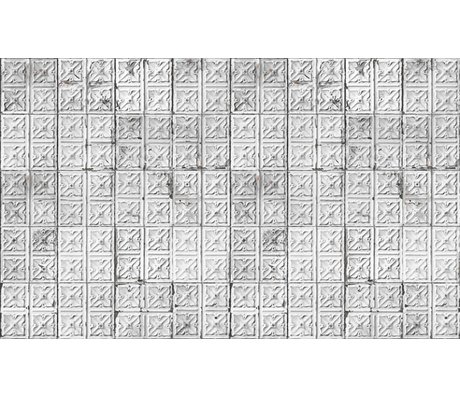 Merci Lattine Brooklyn carta da parati, grigio / bianco, stagno-04