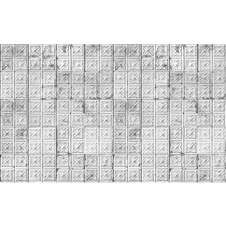 Merci Lattine Brooklyn carta da parati, grigio / bianco, stagno-04