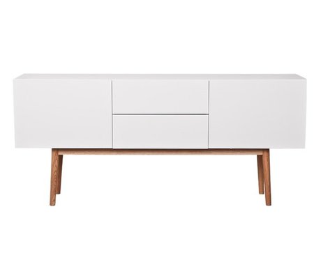 Zuiver Mobile porta TV ad alta su Legno di legno, bianco, 160x40x71,5cm