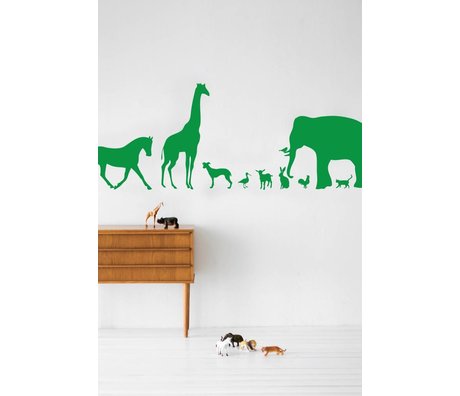 Ferm Living Vinyl Wall Decal Animals, green, 50x100cm