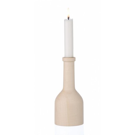 Ferm Living Candlestick L fra træ, naturlige, 17cm