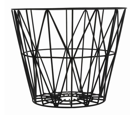 Ferm Living Basket lavet af jern, sort, 3 størrelser: 40x35cm, 50x40cm, 60x45cm