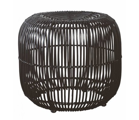 Housedoctor Hocker aus Rattan/Metall, schwarz, Ø52x46cm