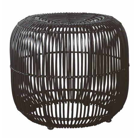 Housedoctor Hocker aus Rattan/Metall, schwarz, Ø52x46cm