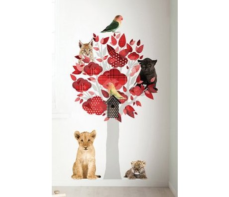 Kek Amsterdam Árbol Tatuajes de pared Safari, rojo, 88x145cm