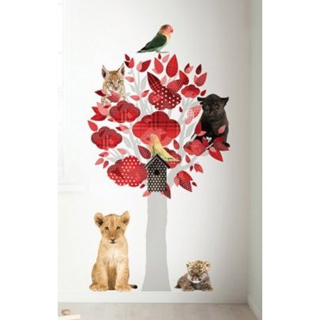 Kek Amsterdam Wall Decal Safari tree, red, 88x145cm