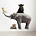 Kek Amsterdam Stickers muraux dans Set de 4 éléphant, panthère noire, oiseau, le léopard, div. Dimensions