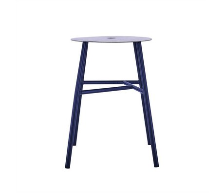 Housedoctor Stool K Stool black leather steel 48x35x35cm