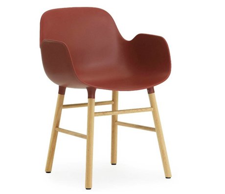 Normann Copenhagen Armchair shape red plastic oak 79,8x56x52cm