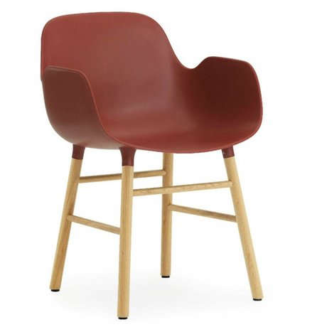 Normann Copenhagen Armchair shape red plastic oak 79,8x56x52cm