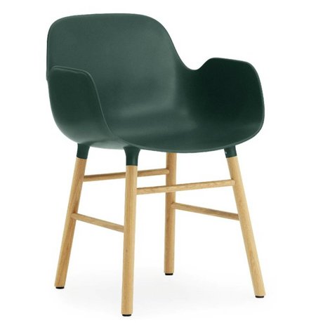 Normann Copenhagen Stuhl mit Armlehne Form in grün Eichenholz mit Kunststoff 79,8x56x52cm