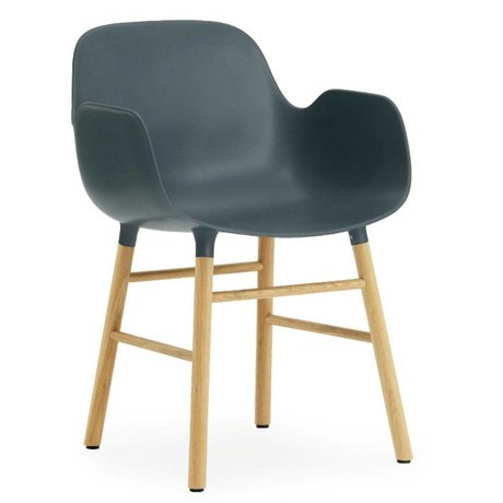 Normann Copenhagen forme Fauteuil chêne plastique bleu 79,8x56x52cm