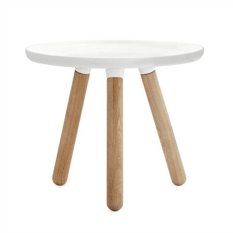 Normann Copenhagen tablo mesa de plástico blanco Ø50cm madera de fresno