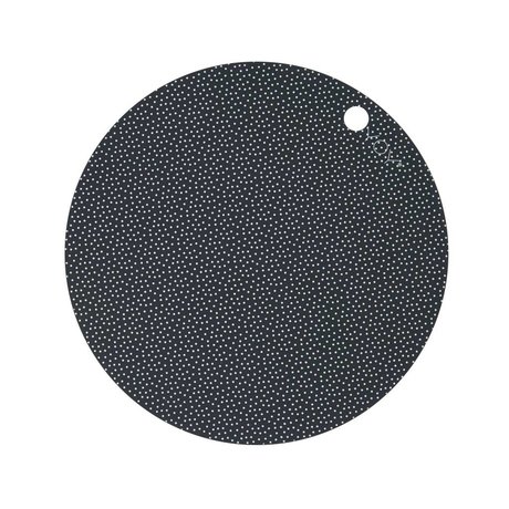 OYOY Dækkeserviet Dot Print hvid mørkegrå silikone sæt af to 39x0,15cm