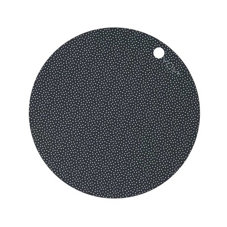 OYOY Placemat Dot Imprimer blanc sombre jeu de silicone gris de deux 39x0,15cm