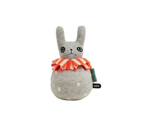 OYOY la lumière de lapin Roly-poly gris orange 12x22cm coton