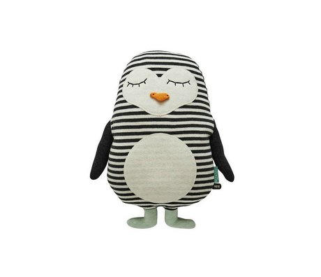 OYOY Pingüino blanco 31x41cm algodón negro