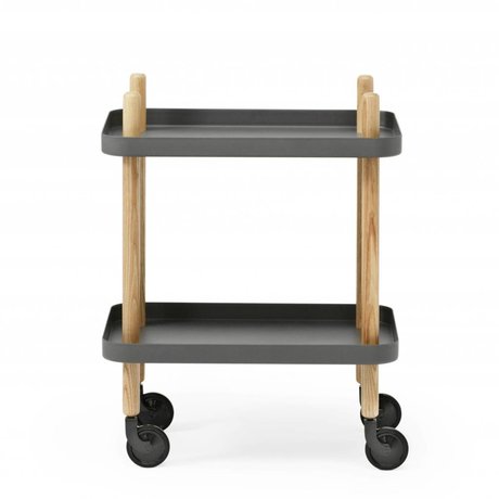 Normann Copenhagen Side block dark gray steel timber 35x64x50cm