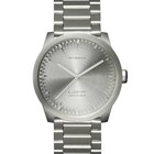 LEFF amsterdam PM Tube Watch S42 brushed stainless steel silver with solid stainless Stahler band waterproof Ø42x11,4mm