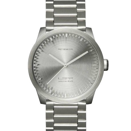 LEFF amsterdam PM Tube montre S42 argent brossé en acier inoxydable avec une solide bande Stahler inoxydable Ø42x11,4mm imperméable à l'eau